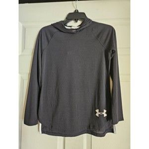 UNDER ARMOUR Girls YL Youth Large Black Threadborne hoodie tee